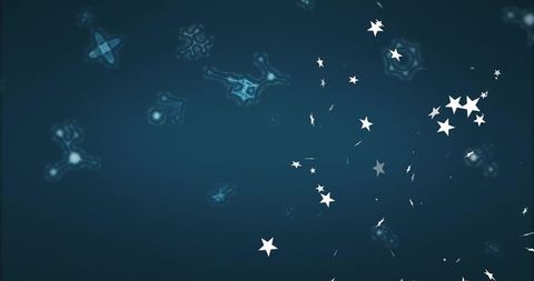 Abstract White Stars on Cosmic Blue Tech Background