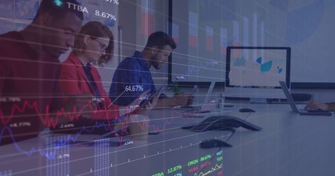 Diverse Team Collaborates Overlaid with Global Stock Market Data - Download Free Stock Images Pikwizard.com