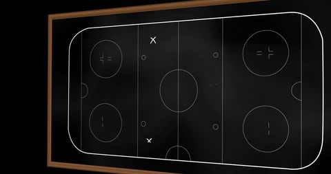 Hockey strategy blueprint on black chalkboard