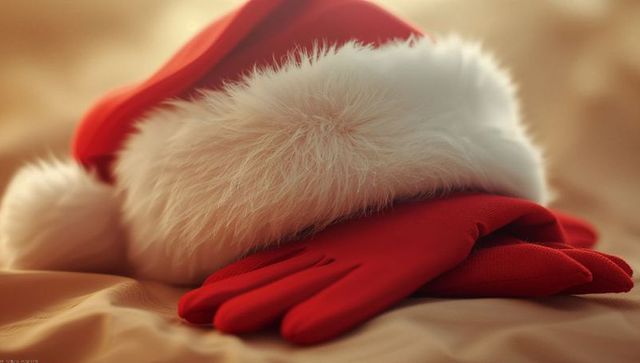 Cozy Holiday Scene with Santa Hat and Red Gloves