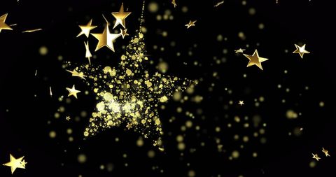 Glittering Golden Stars on Black Background for Festive Celebration - Download Free Stock Images Pikwizard.com