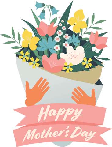 Transparent Happy Mother's Day Bouquet with Hands Illustration - Download Free Stock Videos Pikwizard.com