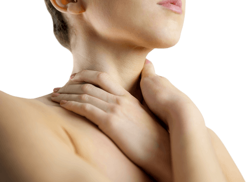 Transparent Image of Pained Woman Holding Neck