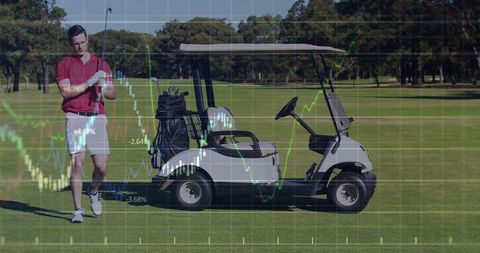 Golf Player with Data Overlay Reflecting Financial Analytics - Download Free Stock Images Pikwizard.com