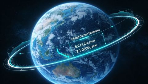 Holographic global emissions visualization orbiting earth futuristic ar data hud