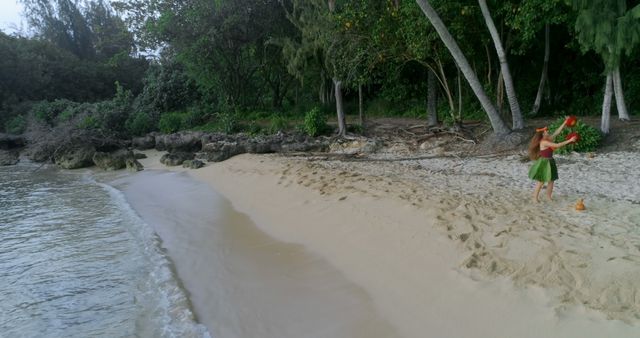 Girl Practicing Hula Dance on Tropical Beach - Download Free Stock Images Pikwizard.com