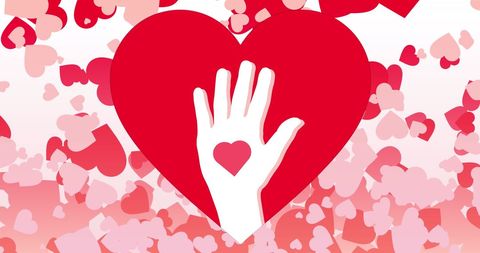 Hand with Heart Symbol and Floating Hearts on Gradient Background - Download Free Stock Images Pikwizard.com