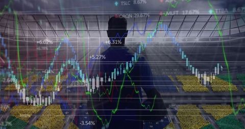 Financial Growth Chart Superimposed on Rugby Player in Stadium - Download Free Stock Images Pikwizard.com