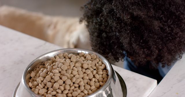 Biracial Woman Preparing Nourishing Dog Meal at Home - Download Free Stock Images Pikwizard.com