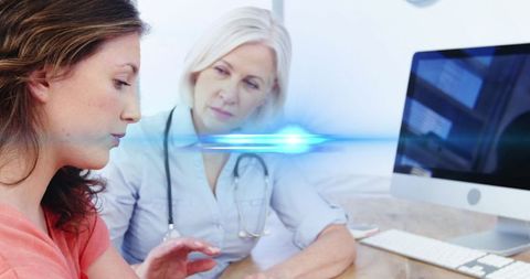 Doctor Comforting Patient Amidst Technological Environment - Download Free Stock Images Pikwizard.com