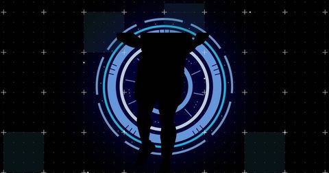 Futuristic Digital Interface with Running Silhouette