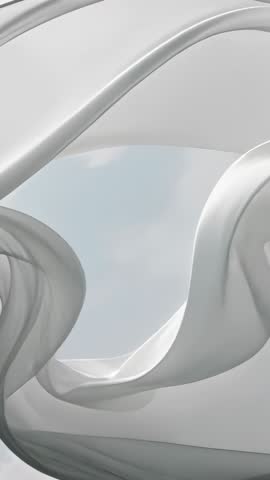 Flowing Sheer White Fabric Loop Vertical Video for Mobile Backgrounds and Social Stories