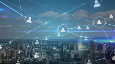 Global Networking Overlay on Expansive Cityscape