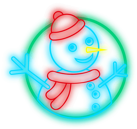 festive neon christmas snowman with red hat transparent background - Download Free Stock Videos Pikwizard.com