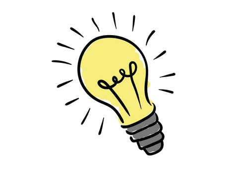 Creative yellow lightbulb icon on transparent background