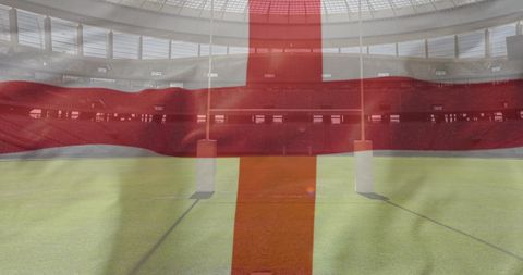 Rugby Stadium with England Flag Overlay