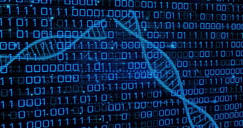Digital DNA Blueprint with Binary Code