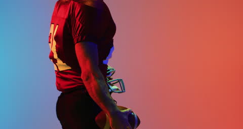 Football Player with Future Vision in Neon Lights