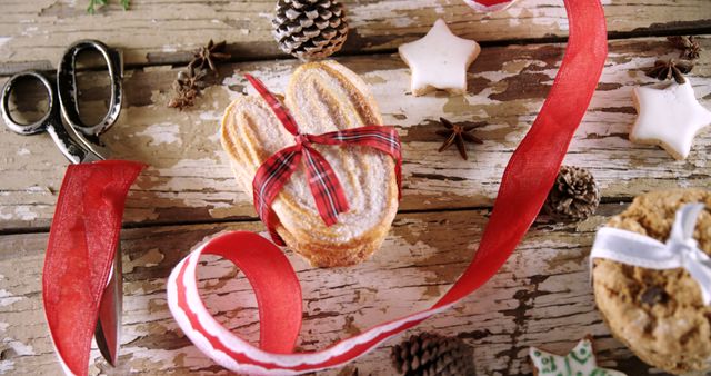 Festive Holiday Cookies with Rustic Christmas Decor - Download Free Stock Images Pikwizard.com