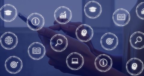 Digital Interface Interaction with Business Communication Icons - Download Free Stock Images Pikwizard.com