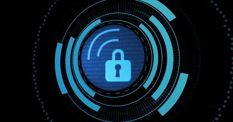 Digital Padlock with Circular HUD Interface Representing Cybersecurity - Download Free Stock Images Pikwizard.com