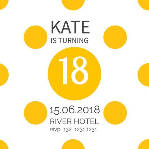 Minimalist Birthday Invitation with Bright Yellow Circles - Download Free Stock Templates Pikwizard.com