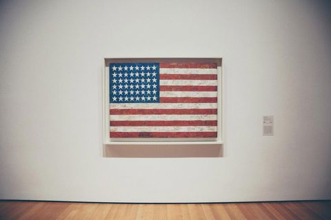 Abstract US Flag Painting on Museum Wall