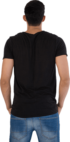 Transparent Rear View of Man Wearing Casual Black T-Shirt and Jeans - Download Free Stock Videos Pikwizard.com