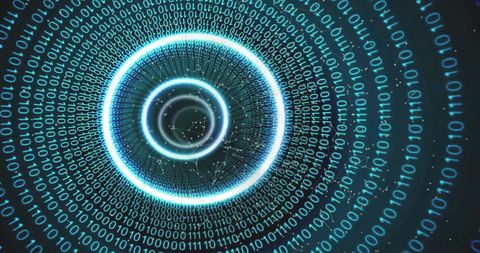 Futuristic Tunnel of Binary Code with Glowing Circles - Download Free Stock Images Pikwizard.com