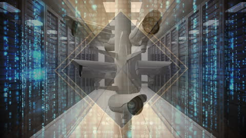 Abstract Cybersecurity Surveillance Concept with Digital Overlay
