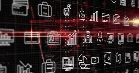 Futuristic Digital Interface Concept with Data and Technology Icons