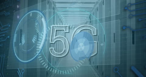 Futuristic 5G Network Display with Holographic Elements