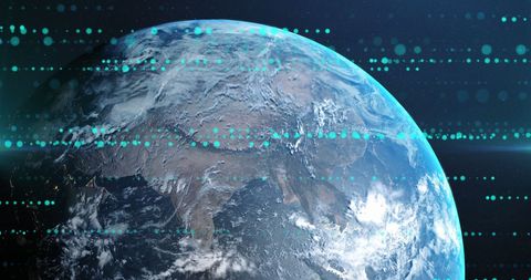 Digital Data Stream Enveloping Earth from Space - Download Free Stock Images Pikwizard.com