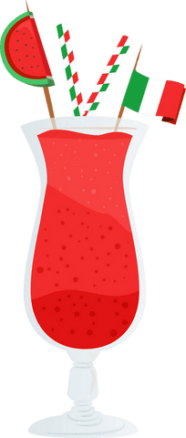Red slushy glass with decorations transparent background