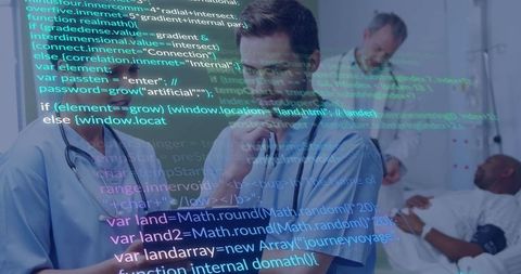 Medical professionals analyzing data with technology integration