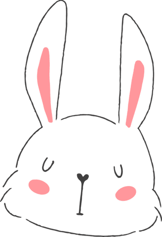 Cute minimalist rabbit head illustration on transparent background