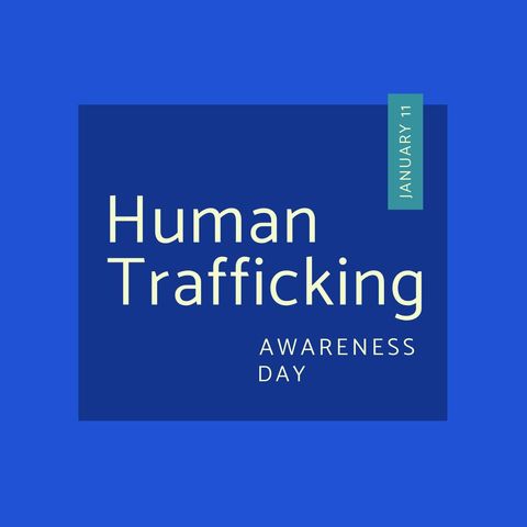 Human Trafficking Awareness Day Message on Blue Background - Download Free Stock Templates Pikwizard.com