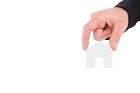 Hand Holding House Model on Transparent Background