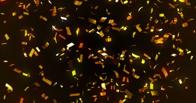 Vibrant Golden Confetti Falling on Black Background - Download Free Stock Images Pikwizard.com