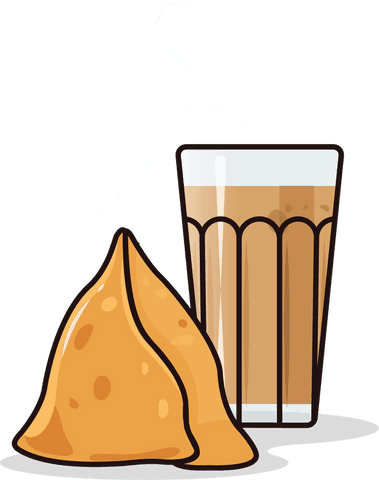 Transparent design with samosa and tea icon with warm steam