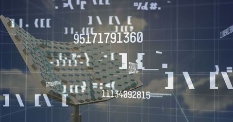 Digital Financial Data Overlaying Solar Panels