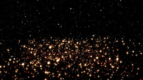 Magical Snowfall Over Golden Lights Background