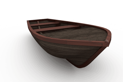 Transparent View of Brown Wooden Boat with Distinctive Shadow