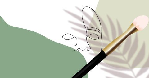 Abstract Fashion Beauty Illustration with Makeup Brush Design