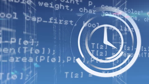 Futuristic Data Processing Animation with Countdown Clock