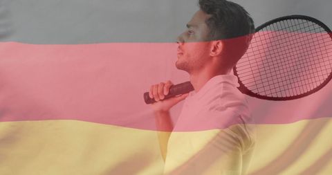 Caucasian Male Tennis Player Blended with German Flag - Download Free Stock Images Pikwizard.com