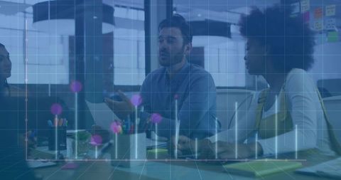 Modern business team collaborating with data analysis