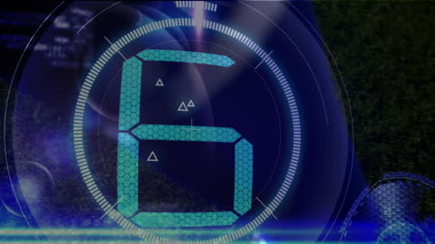 High-Tech Countdown Display with Soccer and Data Animation