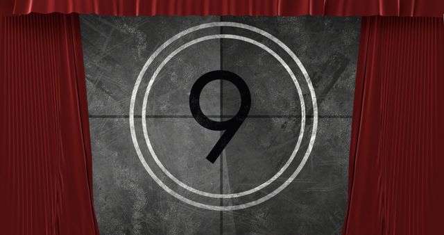 Vintage Film Countdown Timer on Red Curtain Background - Download Free Stock Images Pikwizard.com