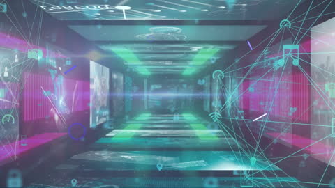 Futuristic Digital Interface with Data and Global Connection Graphics